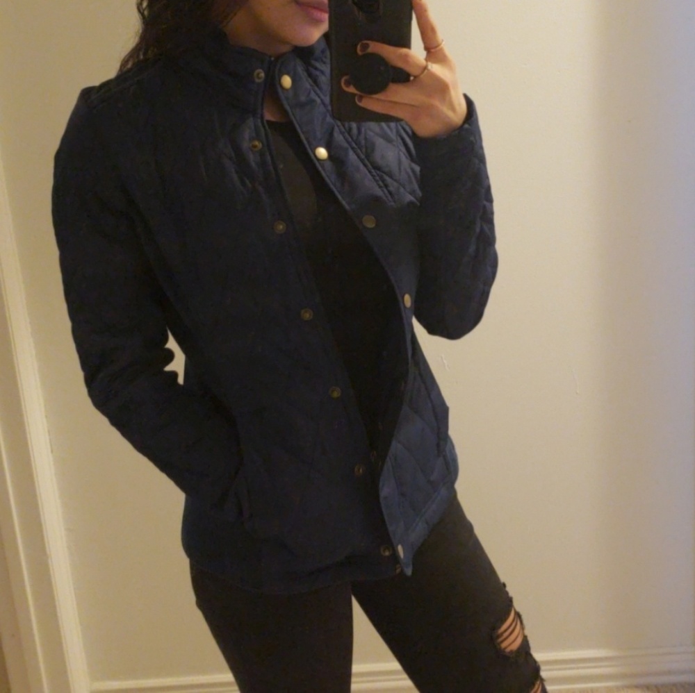 Dark navy blue diamond stitch jacket